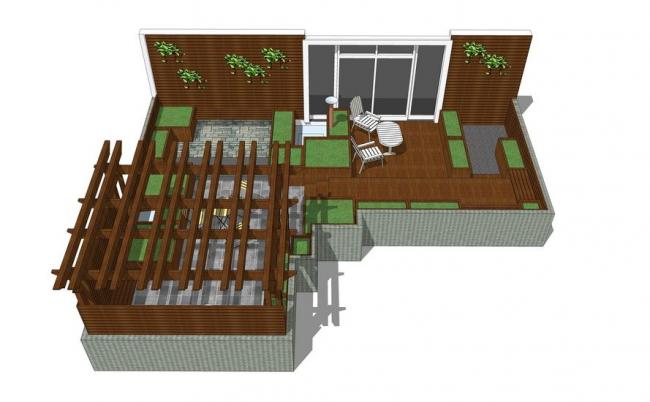 Modern Courtyard Landscape Design in SketchUp