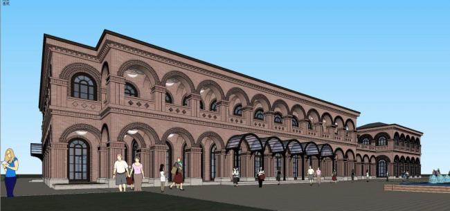 SketchUp Business Model: Multi-Story Sales Office in Classical Commercial Architecture