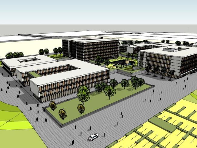 Modern Multi-Story Office Building Model in SketchUp