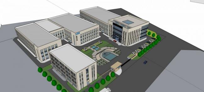 Sketchu Industrial Building: Modern Multi-Story Factory Architecture