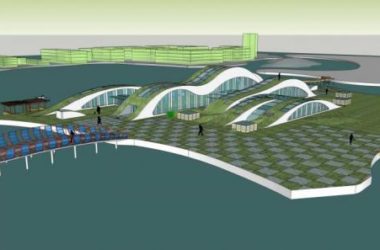 SketchUp Model: Modern Single-Story Station, Bridge, and Transportation Dock Landscape-BIM WORLD