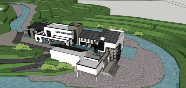 SketchUp Business Model: Multi-Story Chinese-Style Clubhouse and Commercial Building