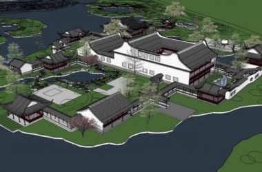 SketchUp Residential Model Featuring Chinese-Style Landscape Architecture with Pavilion and Multi-Story Attic-BIM WORLD