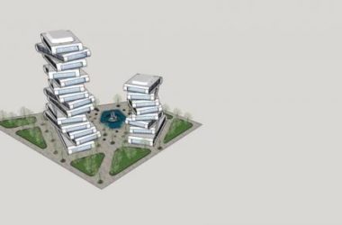 Modern High-Rise Office and Hotel Model in SketchUp with Alien Design Elements-BIM WORLD