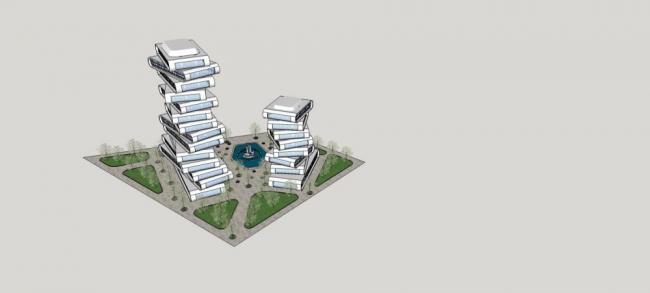 Modern High-Rise Office and Hotel Model in SketchUp with Alien Design Elements