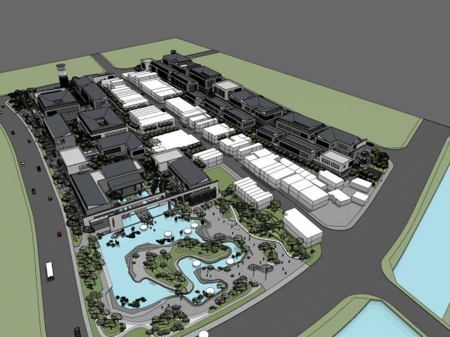 SketchUp Business Model: Multi-Story Commercial Street in Modern Chinese Style