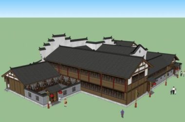 SketchUp Model of Ancient Chinese Architecture: Traditional Courtyard Design-BIM WORLD