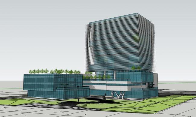 Modern High-Rise Office Building Model in SketchUp