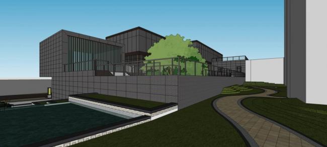 SketchUp Business Model: Multi-Story Clubhouse and Modern Commercial Building Design
