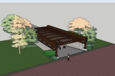 Modern Underground Garage Entrance Design with SketchUp Materials-BIM WORLD