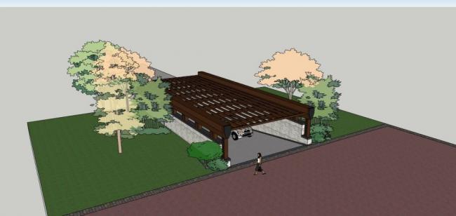 Modern Underground Garage Entrance Design with SketchUp Materials