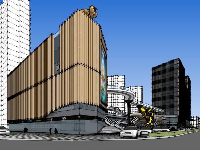 Modern Multi-Story Commercial Complex in SketchUp: Detailed Model Showcase