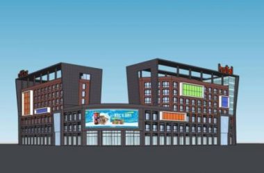 Modern Multi-Story Commercial Complex: Hotel, Office, and Shopping Mall SketchUp Model-BIM WORLD