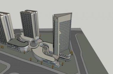 High-Rise Modern Commercial Complex with Hotel, Office, and Retail Podium in SketchUp-BIM WORLD