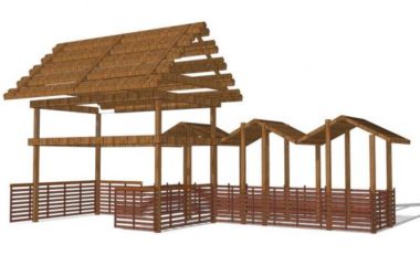 SketchUp Material Model: Corridor Design in Modern Chinese Style-BIM WORLD
