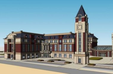 Multi-Story European Classical School and Kindergarten Architecture in SketchUp-BIM WORLD