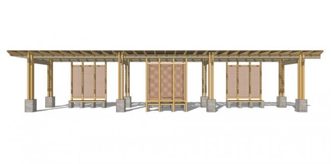 SketchUp Material Models: Corridor, Modern Chinese Style, and Contemporary Zen Pavilion