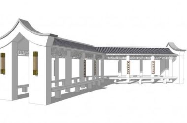 SketchUp Material Models: Corridor Design in Modern Chinese Style-BIM WORLD