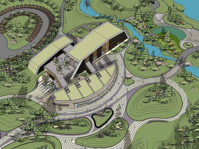 Modern Multi-Story Tourist Service Center with Entertainment and Leisure Facilities | SketchUp Cultural Model