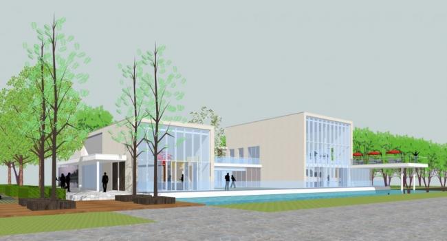 SketchUp Business Model: Modern Multi-Story Sales Office, Clubhouse, and Commercial Building Design