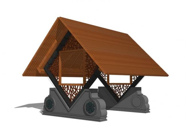 New Chinese Style Sketch Model: Gallery and Landscape Pavilion in SketchUp