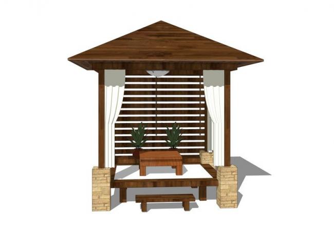 New Chinese Style Pavilion Sketch Model | Landscape Gallery Design in SketchUp