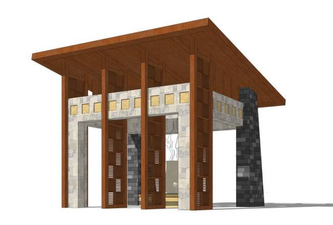 SketchUp Model: New Chinese Style Pavilion and Landscape Gallery