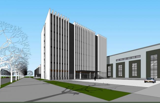 Sketchu Industrial Building: Modern Multi-Story Office and Industrial Architecture