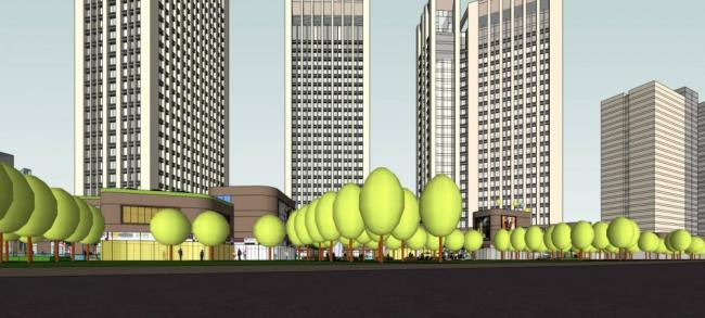 Modern High-Rise Commercial Complex: Hotel, Office, and Retail Podium in SketchUp