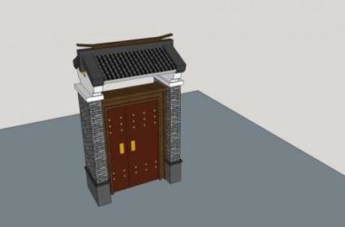 SketchUp Material Model: Chinese-Style Courtyard Gate and Entrance Design-BIM WORLD