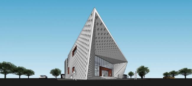 SketchUp Business Model: Modern Multi-Story Commercial Club with Futuristic Design