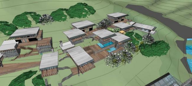 Meihong Xindu Resort Hotel: Modern Multi-Story Mountain Villa SketchUp Model