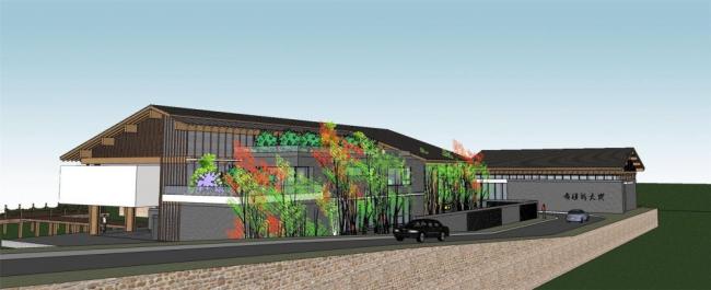 SketchUp Business Model: Multi-Story Northern Chinese Style Group Clubhouse Commercial Architecture