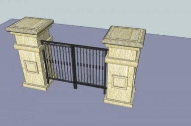 SketchUp Material Model: Classical Courtyard Gate and Architectural Elements-BIM WORLD