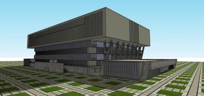 SketchUp Cultural Model: Modern Multi-Story Library Architecture