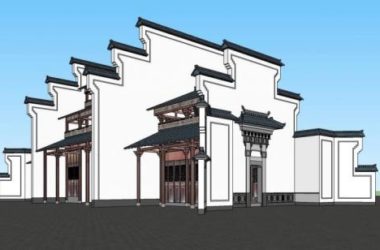SketchUp Business Model: Multi-Story Commercial Building in Huizhou’s Traditional Chinese Architectural Style-BIM WORLD