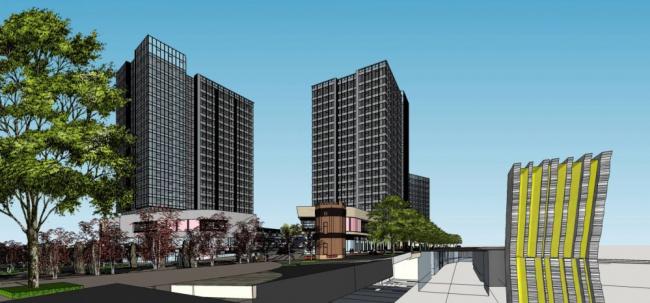 Modern High-Rise Commercial Complex with Office Hotel and Retail Podium in SketchUp