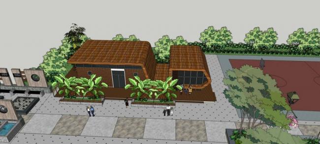 Modern Single-Story Public Toilet Sketch Model with Alien-Inspired Design