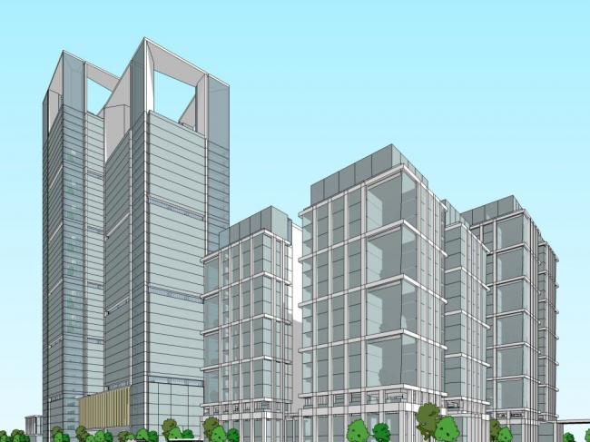 SketchUp Complex Model | Modern Super High-Rise Commercial Office and Hotel Building