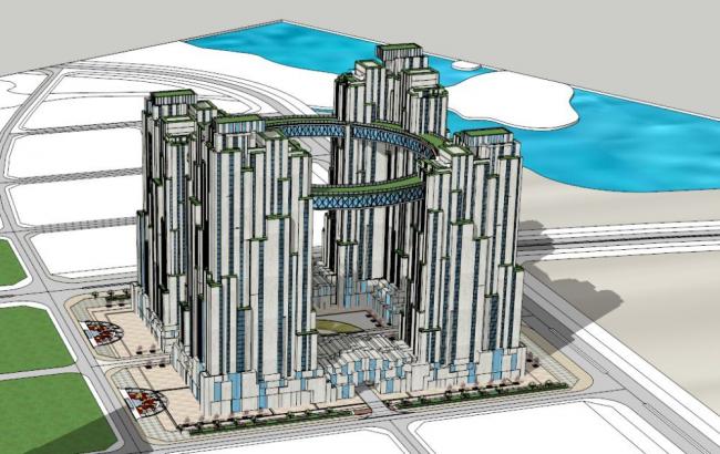 SketchUp Complex Model: Modern High-Rise Commercial, Office, Hotel, and Residential Tower