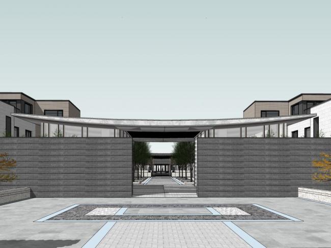 SketchUp Business Model: Multi-Story Commercial Sales Office with Chinese Design Elements