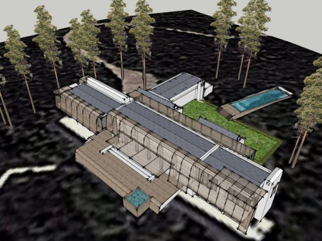 SketchUp Business Model: Modern Small Wooden Houses with Multi-Story Commercial and Leisure Spaces