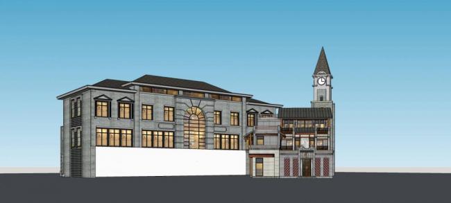 SketchUp Business Model: Multi-Story Small Commercial Building in Republic of China Style