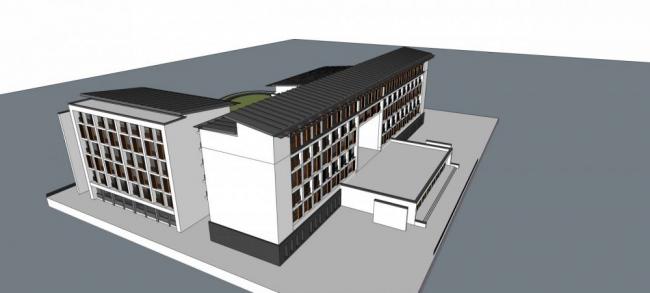 SketchUp Residential Model: Multi-Story School Dormitory in Modern Chinese Style