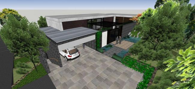 Modern Villa Landscape Model in SketchUp