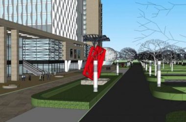 SketchUp Complex Model: Modern High-Rise Commercial Hub Featuring Hotel, Offices, Shopping Mall, and Podium-BIM WORLD