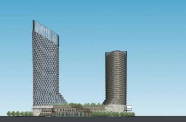 SketchUp Model of a Modern High-Rise Office Building with Hotel and Commercial Podium-BIM WORLD