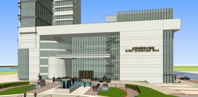 Makino Lake International Hotel: Modern Super High-Rise Office Model in SketchUp