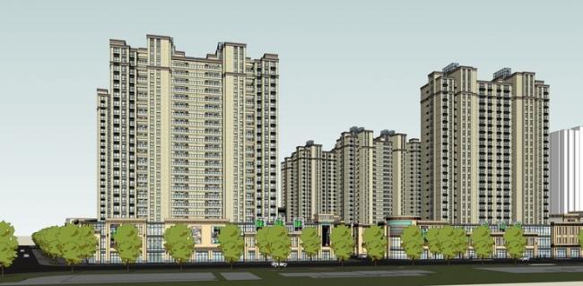 Modern High-Rise Residential and Mixed-Use Building with Ground Floor Commercial Space in Simple European Style