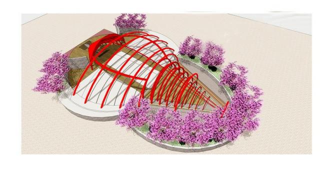 Modern Urban Theater Landscape Model in SketchUp